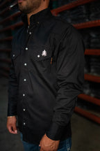 Static FR Western Style Pearl Snap - Black