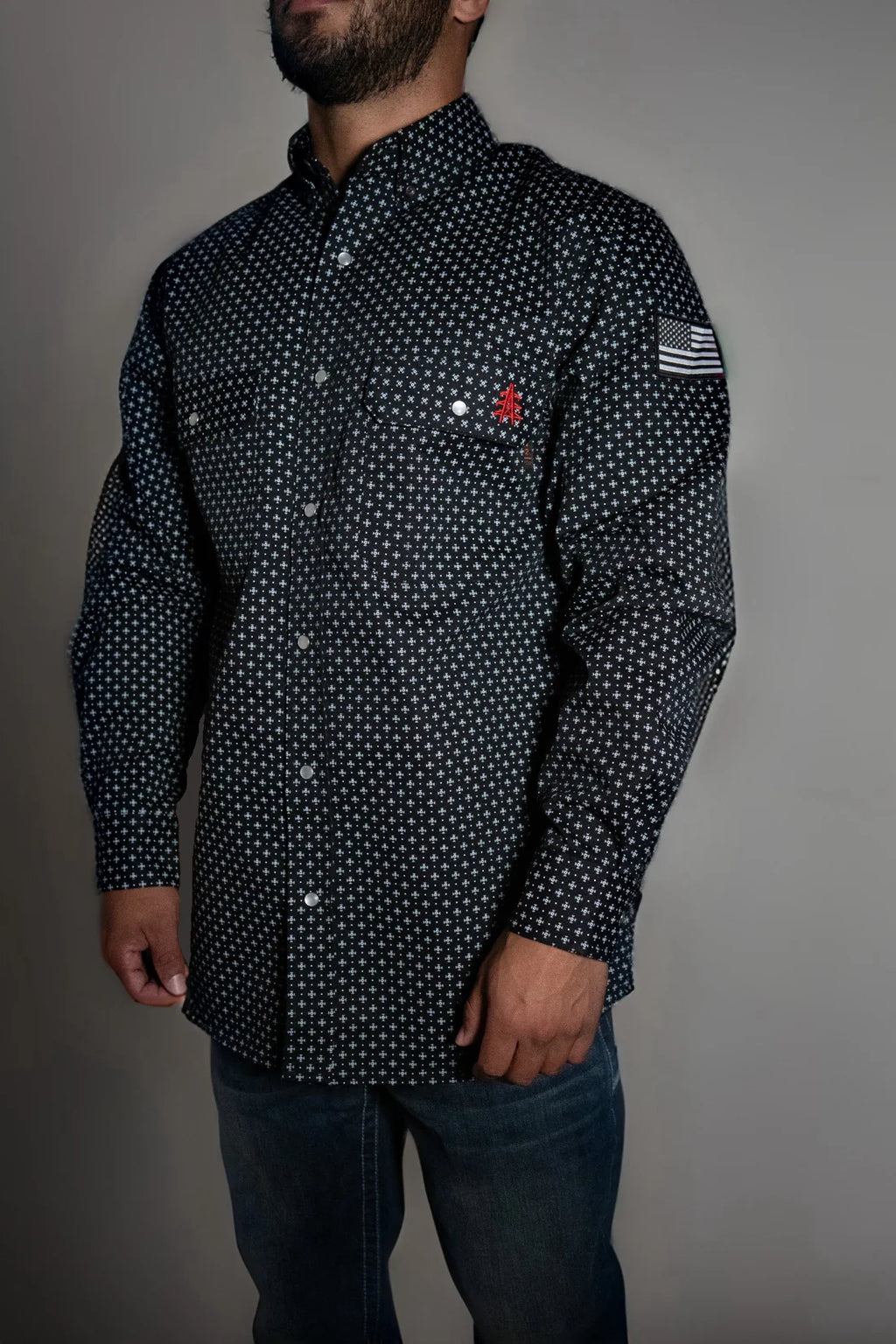 Static FR Pearl Snap Work Shirt - Reaper Black