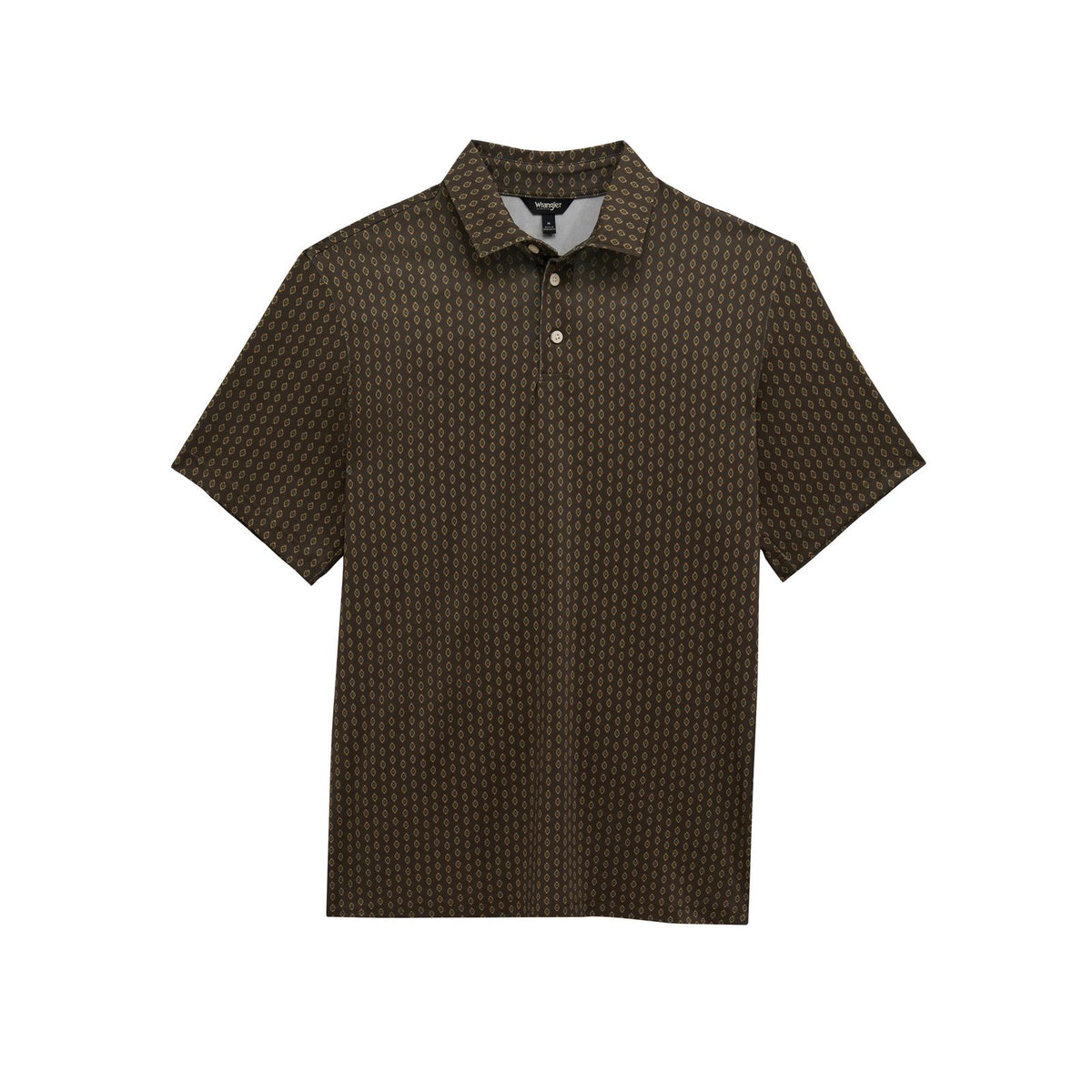 Wrangler®  Performance Polo Shirt - Regular Fit - Turkish Coffee Vertical Ditzy Checotah