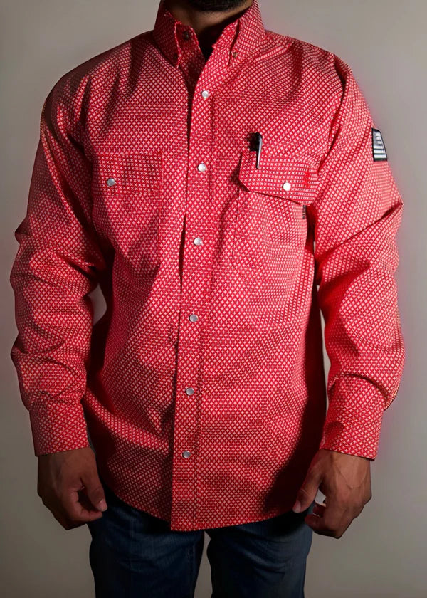 Static FR Pearl Snap Work Shirt - Alpha Red