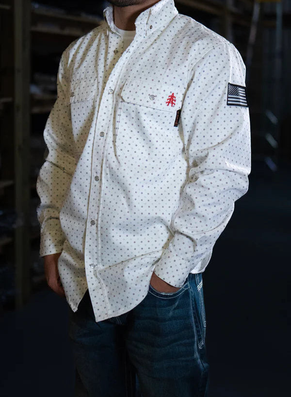 Static FR Pearl Snap Work Shirt - Phantom White